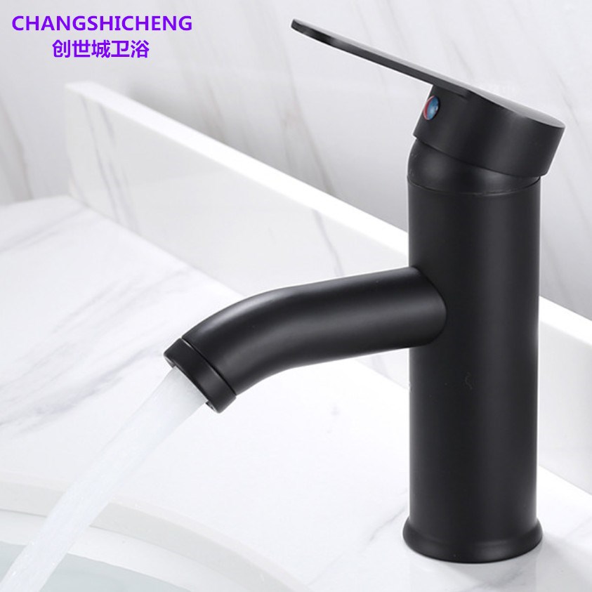 Black stainless steel hot and cold washbasin faucet, bathroom cabinet, washbasin, anti-splash faucet Specification drawing