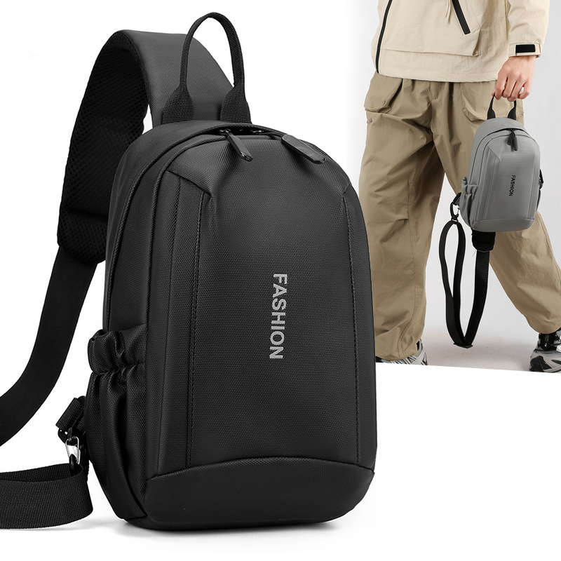 New men's chest bag, trendy crossbody bag, business travel, leather waterproof men's bag, fashionable, lightweight and versatile single-shoulder bag full figure
