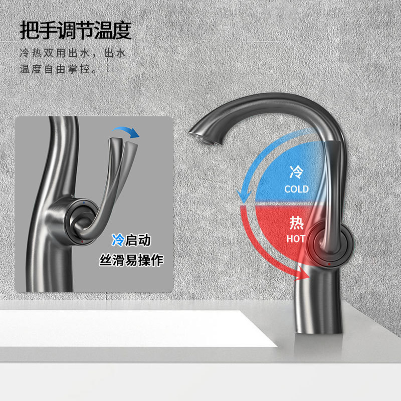 New retro faucet, household washbasin, bathroom cold and hot washbasin, black factory wholesale, cream white Specification drawing