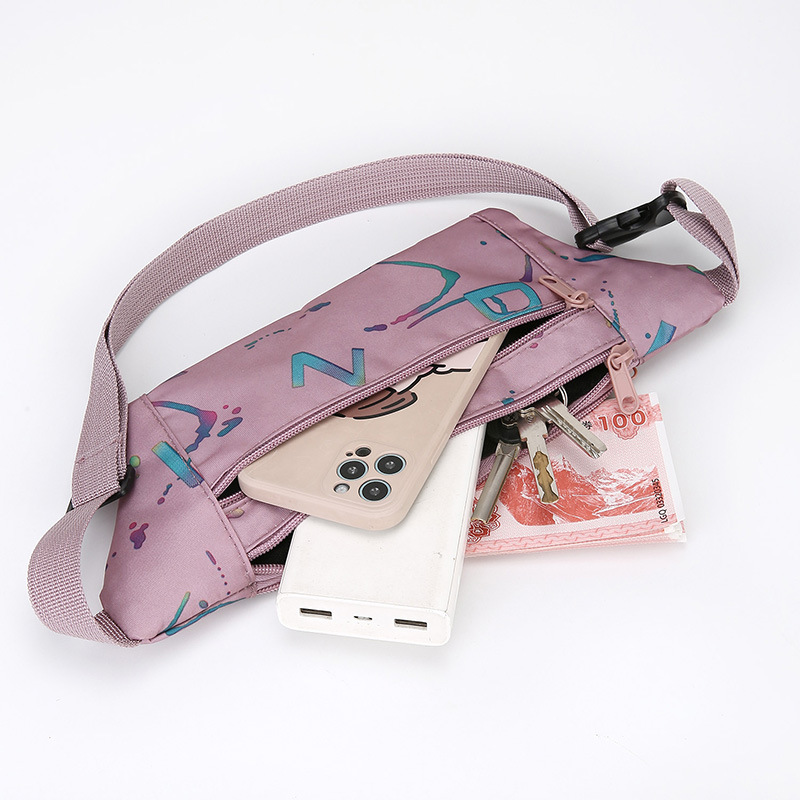 New small bag for women, fashionable printed waist bag for women, fashionable casual outdoor sports and fitness, single-shoulder crossbody bag details Picture