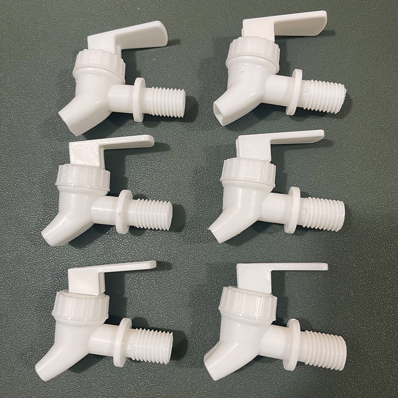Special plastic press-type faucet for white and cold water buckets, ice water kettle, water dispenser, food-grade plastic faucet details Picture