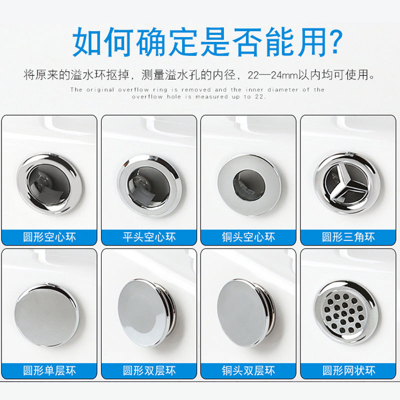 Washbasin overflow ring, column basin, countertop basin, decorative ring, overflow outlet ring net, Mercedes-Benz double-layer ring washbasin accessories Application Scenario