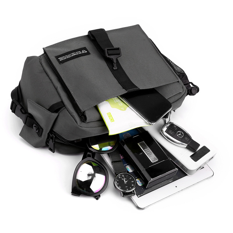 New trendy men's single-shoulder crossbody bag, large-capacity outdoor waist bag, multi-functional casual chest bag, travel backpack Specification drawing