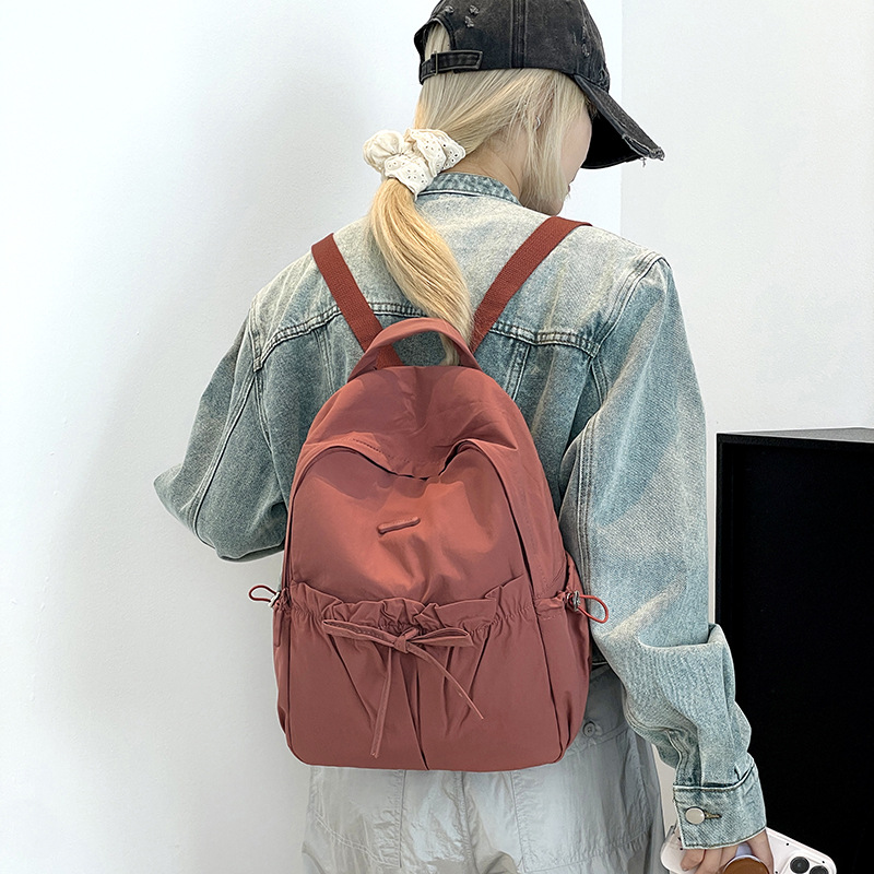 Colorful Fox Japanese and Korean niche design women's drawstring bow backpack Simple and sporty backpack Specification drawing