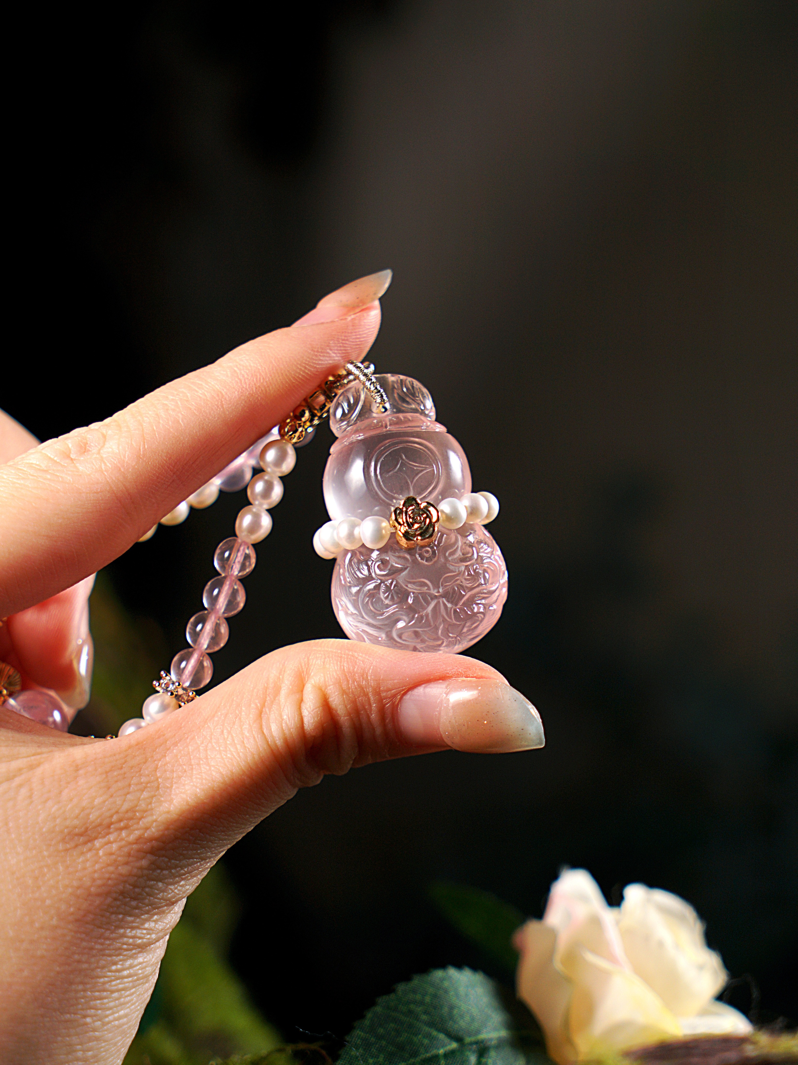 玻利维亚紫水葫芦狐狐吊坠国风项链