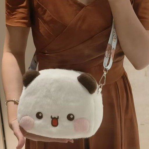 Fashionable cloth crossbody small bag, plush backpack, cute head small bag, single-shoulder bag, mobile phone bag, girl's gift Specification drawing