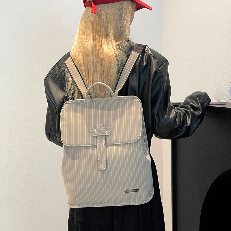 Colorful Fox female niche high-end British-style backpack for commuting, lightweight striped waterproof backpack Specification drawing