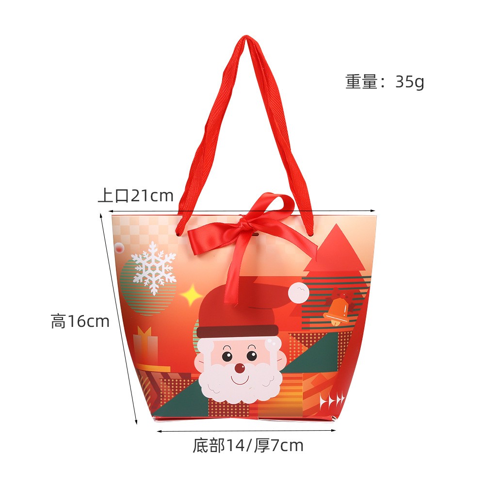 Wholesale of large Christmas hand-held gift bags with bow seal bags, creative candy packaging bags for Christmas Eve gifts Item Picture