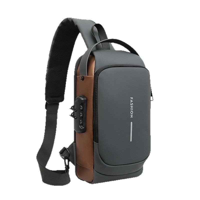 New men's multi-functional anti-theft password lock USB charging commuter single-shoulder bag, men's fashionable crossbody bag Item Picture