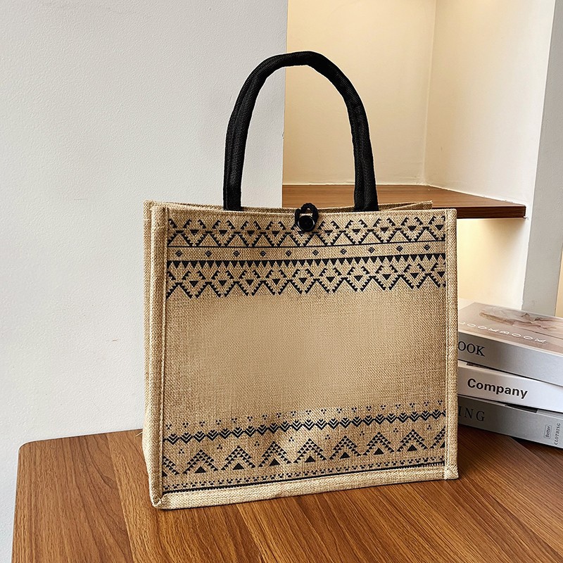 Linen tote bag 2024 new model, large-capacity, high-end commuting mommy bag, ins cosmetics storage bag full figure
