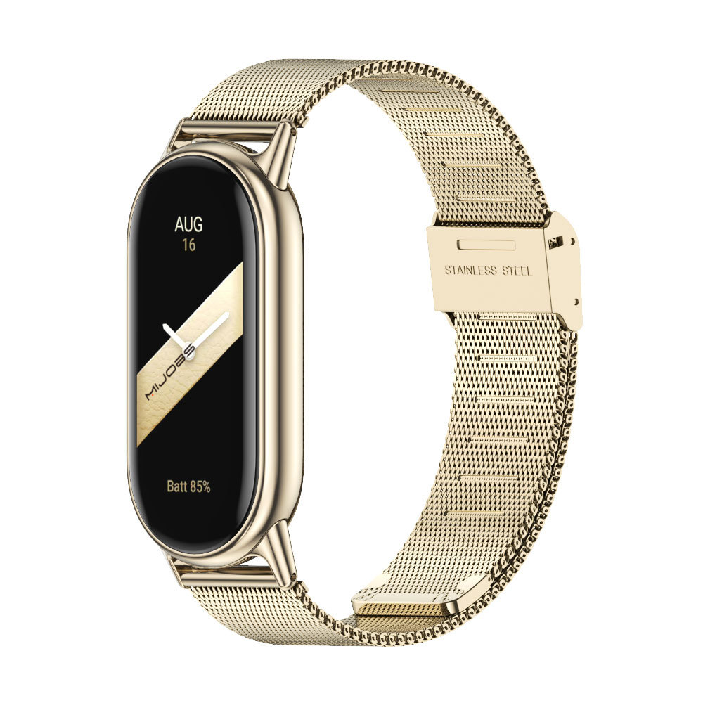 Applicable to Xiaomi Band 10/9/8, metal wristband connector, stainless steel Milan three-bead pendant necklace Item Picture