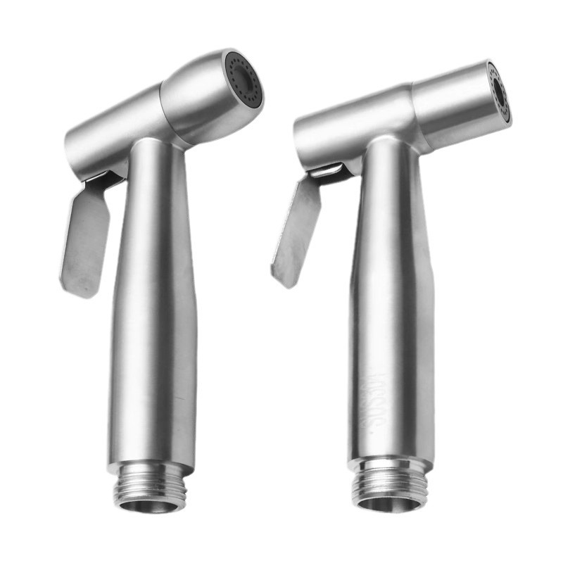 Cross-border stainless steel toilet companion spray gun set, portable feminine washbasin nozzle, pressurized toilet flushing small spray gun Item Picture