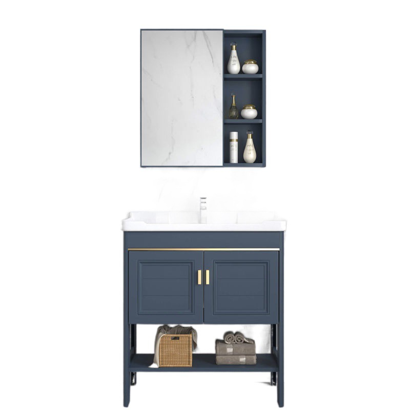 Floor-standing washbasin cabinet combination, space aluminum bathroom washbasin, small-sized bathroom cabinet, washbasin and sink, European style Item Picture