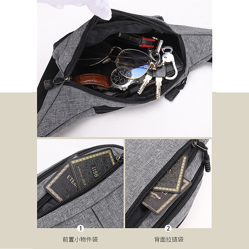 waist pack cash register bag, durable mobile phone, close-fitting waist bag, single-shoulder chest bag, versatile money collection, loose change, crossbody bag Specification drawing