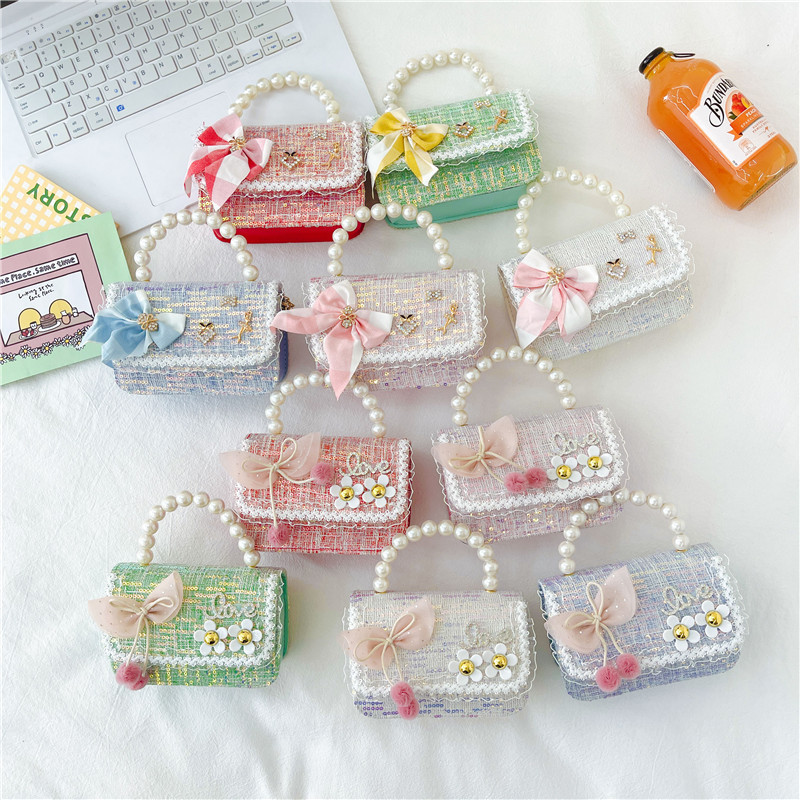 New Chanel-style children's stylish bag, girls' versatile crossbody bag, Korean-style pearl handbag, girls' coin purse full figure