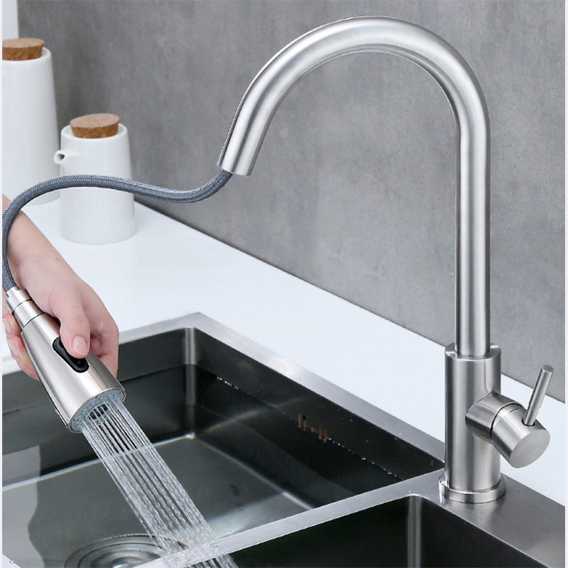 Kitchen faucet, single cold sink, vertical faucet, factory direct sales, 4-point sink faucet, plastic steel faucet, large bend Item Picture