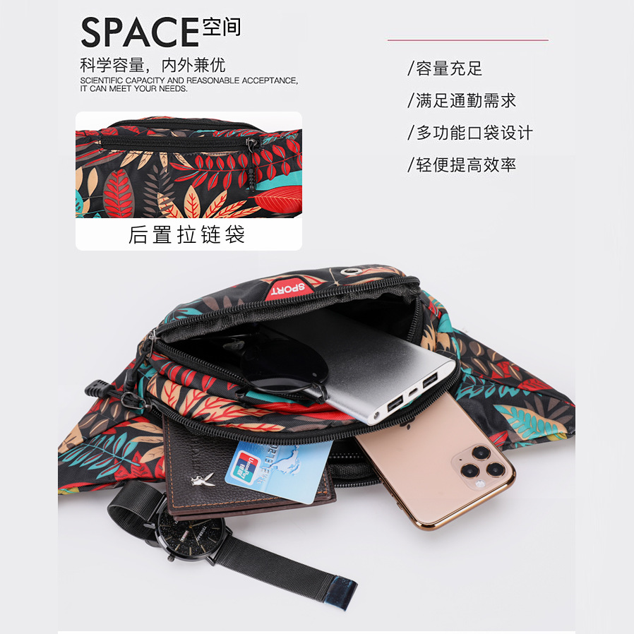 Creative, versatile, fashionable landscape pictures, women's running, cycling, crossbody and close-fitting waist bags, cross-border wholesale and distribution Specification drawing