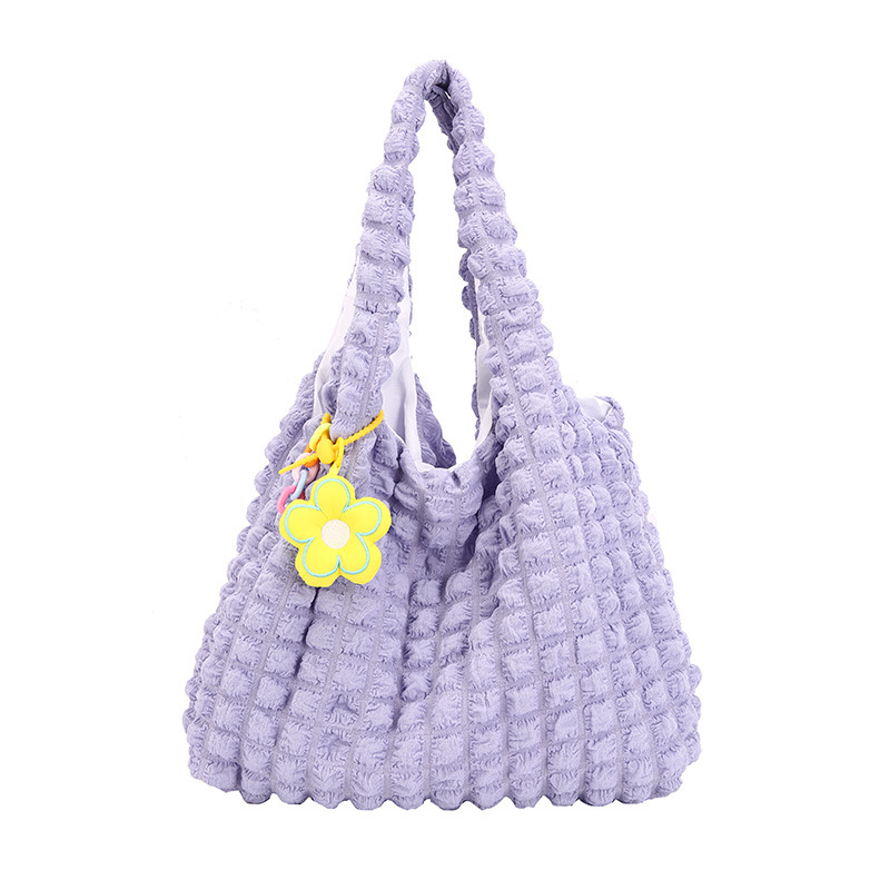 Stylish cloud bubble flower single-shoulder bag, vest bag, simple pleated bag for female students, bubble woven cloud bag Item Picture