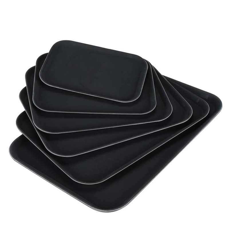 Non-Slip Plastic Rubber Food Service Tray Blackmulti-Purpose details Picture