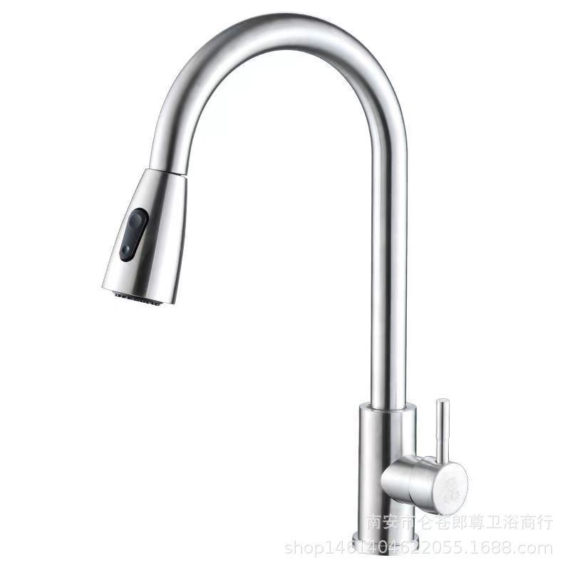 Stainless steel pull-out faucet for balcony cabinet, pull-out faucet for kitchen sink, lift type, black mixed water for kitchen water Application Scenario