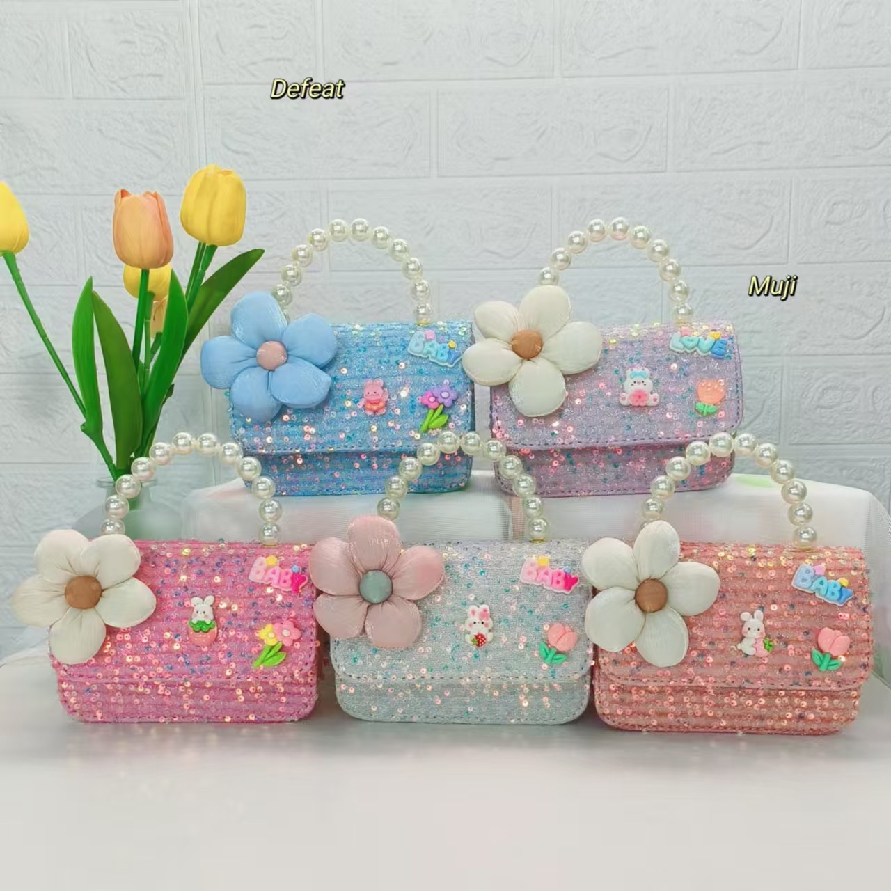 Chanel-style pearl handbag, princess bag, children's bag, chain bag, girl accessory bag, small square bag, single-shoulder crossbody bag full figure