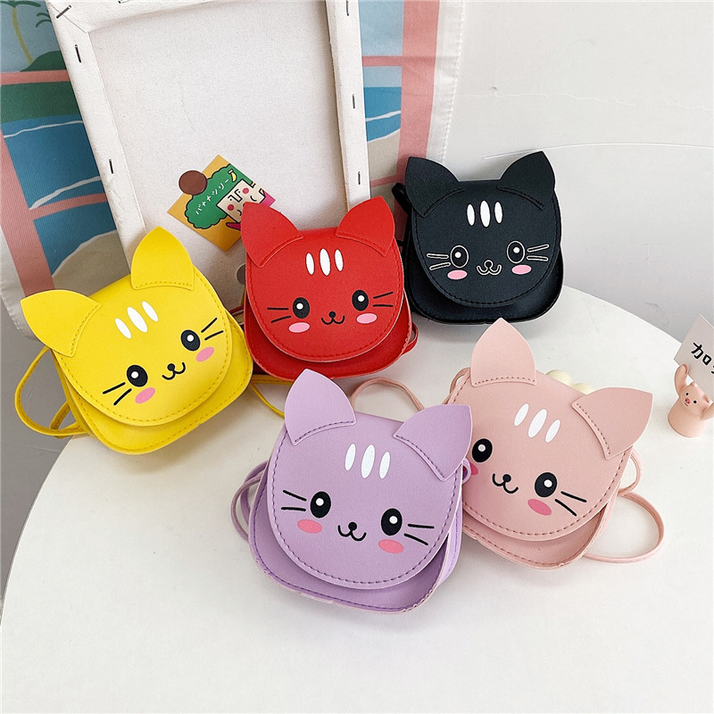 2022 New cartoon cute cat crossbody bag for children, fashionable accessory bag for boys and girls, mini small bag full figure