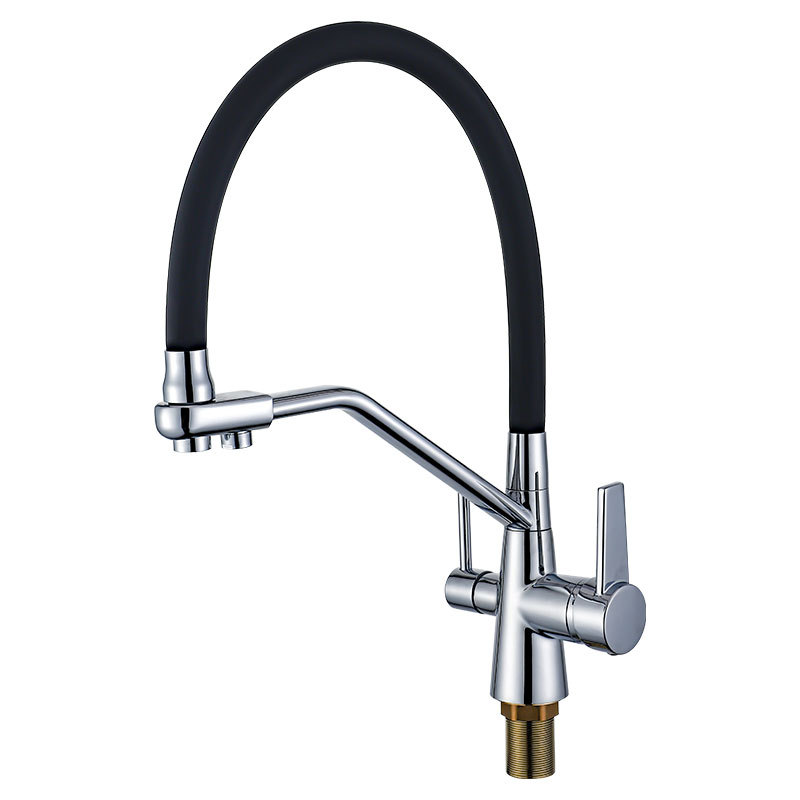 Cross-border kitchen three-in-one water purifying faucet, silicone rubber tube, multi-functional pure water, cold and hot water combined faucet Item Picture