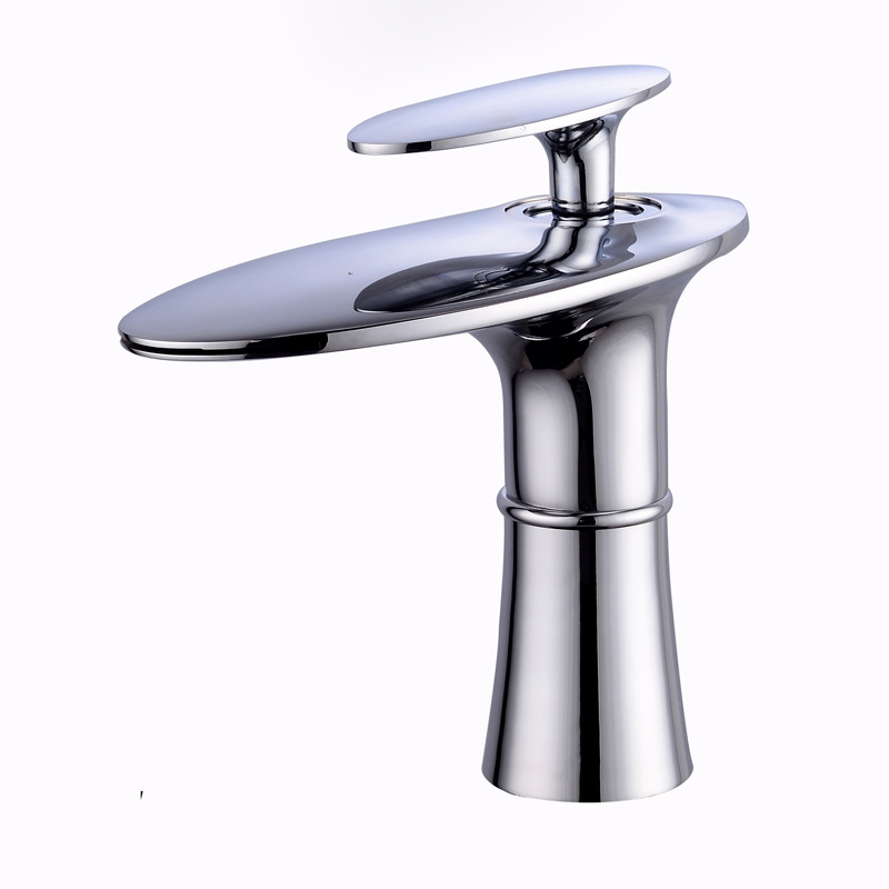 All-copper single-hole waterfall faucet, cold and hot washbasin, washbasin, bathroom sink, bathroom cabinet, European-style faucet Item Picture