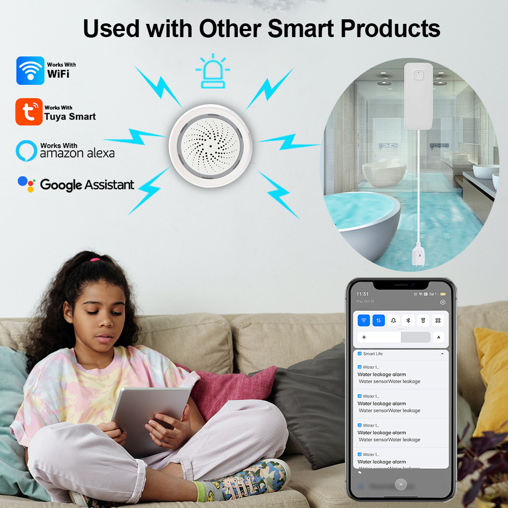 Cross-border intelligent three-in-one sound and light alarm, graffiti wifi temperature and humidity sound and light sensor on-site alarm Application Scenario