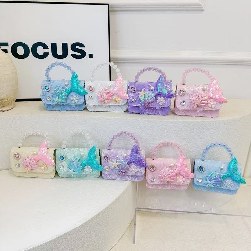 Children's pearl handbag 2024 New style Children's bag Girls' crossbody Bag Princess Accessory bag Chanel-style single-shoulder bag full figure