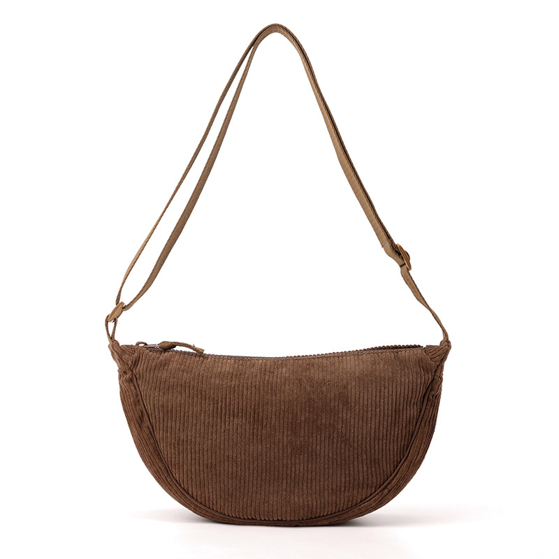 Fashionable corduroy dumpling bag women's crossbody bag New single-shoulder bag Women's crossbody bag versatile, simple and lightweight small cloth bag Item Picture