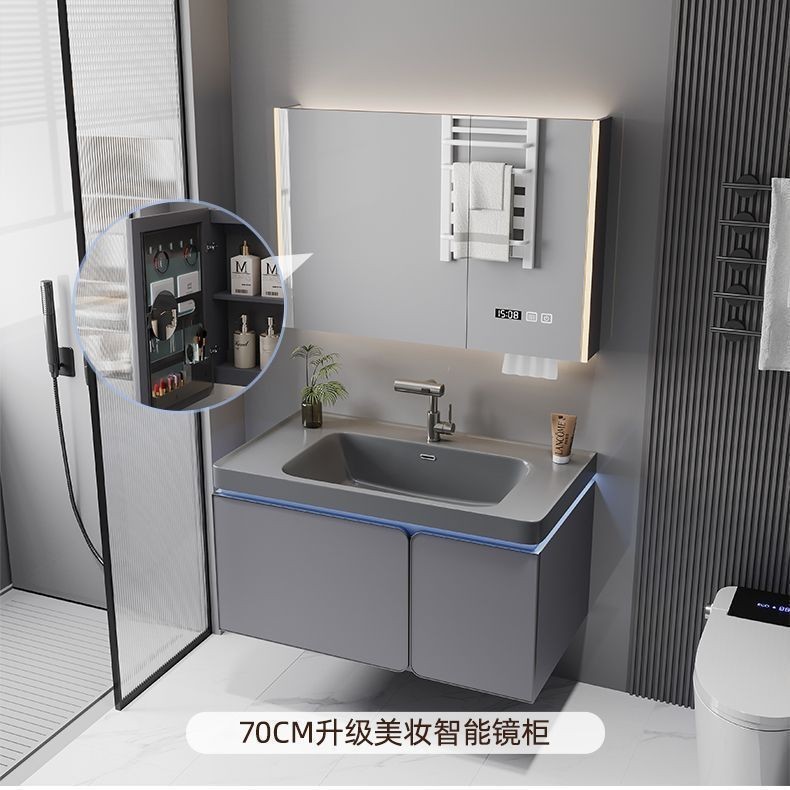 New minimalist bathroom cabinet, ceramic integrated basin bathroom cabinet, combined bathroom washbasin, new ceramic washbasin cabinet Application Scenario