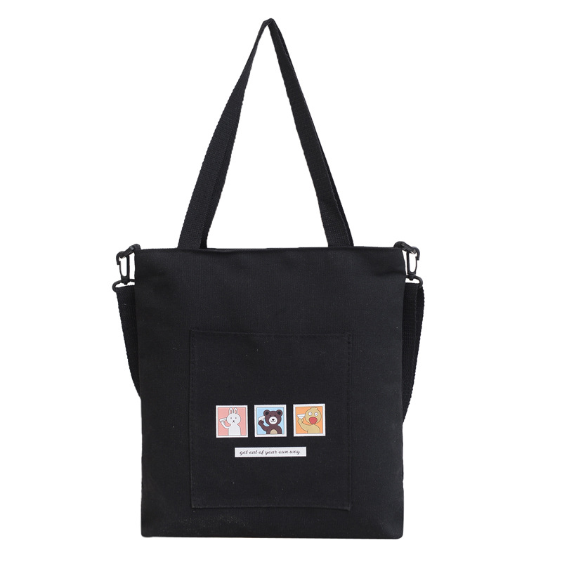 Korean student canvas single-shoulder bag 2024 new eco-friendly large-capacity crossbody bag, fresh and artistic printed tote bag Item Picture