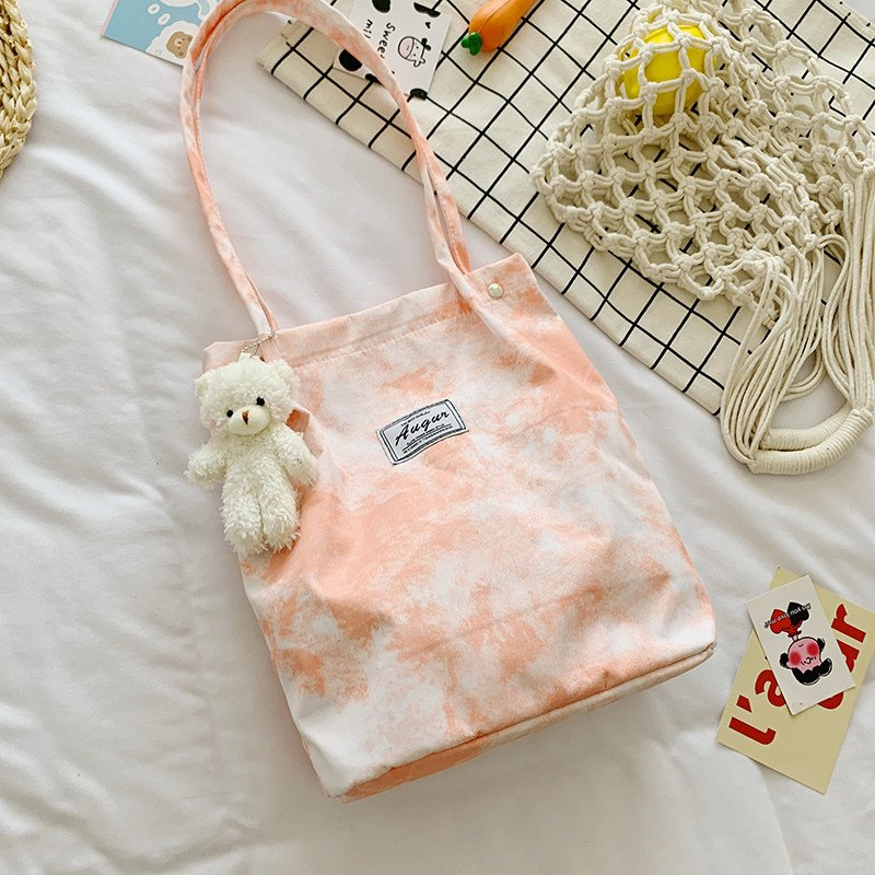 Wholesale of new Japanese-style versatile canvas bags, large-capacity fashionable and trendy single-shoulder bags, and gradient girlish tote bags details Picture