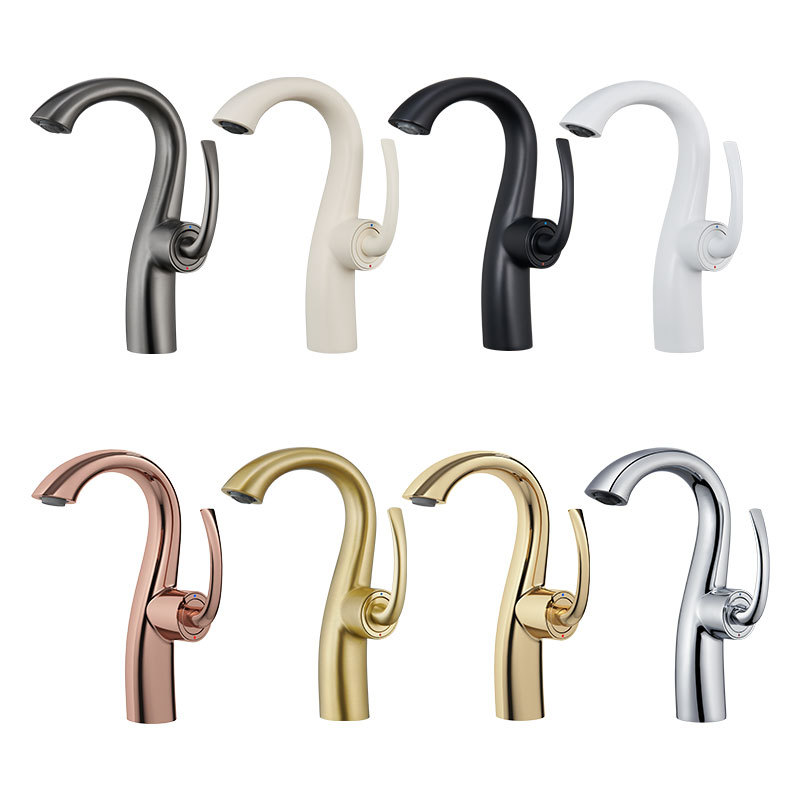 New retro faucet, household washbasin, bathroom cold and hot washbasin, black factory wholesale, cream white Item Picture