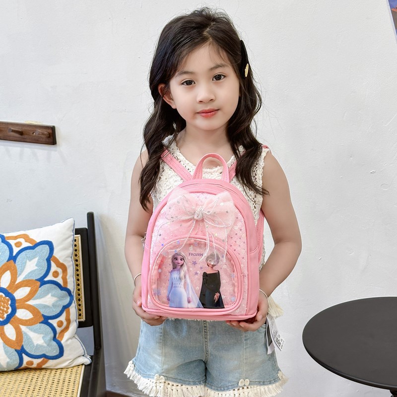New cute cartoon bow schoolbag, kindergarten Aisha Princess small schoolbag, versatile backpack for casual outings Application Scenario