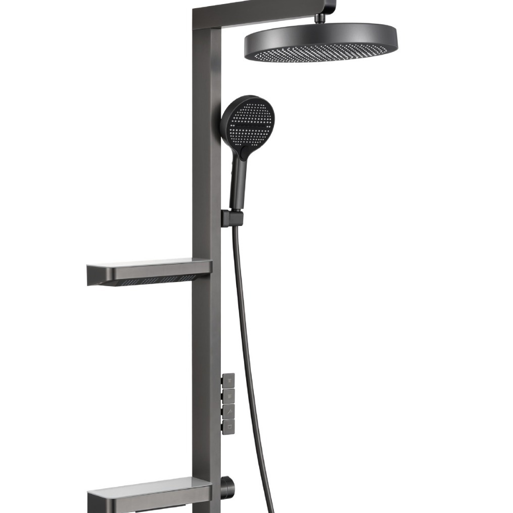 Shower head set, all-copper, phantom tide love ladder, piano key, pressure-increasing, multi-functional digital display, constant temperature, double-layer type Item Picture