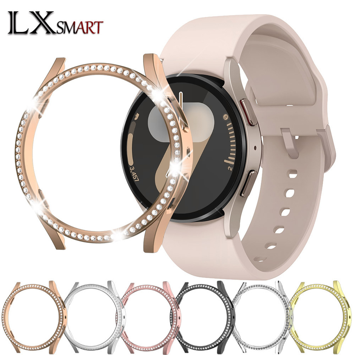 Applicable to Samsung Galaxy Watch7/6/5 watch case PC double row/single row diamond case 40/44 full figure