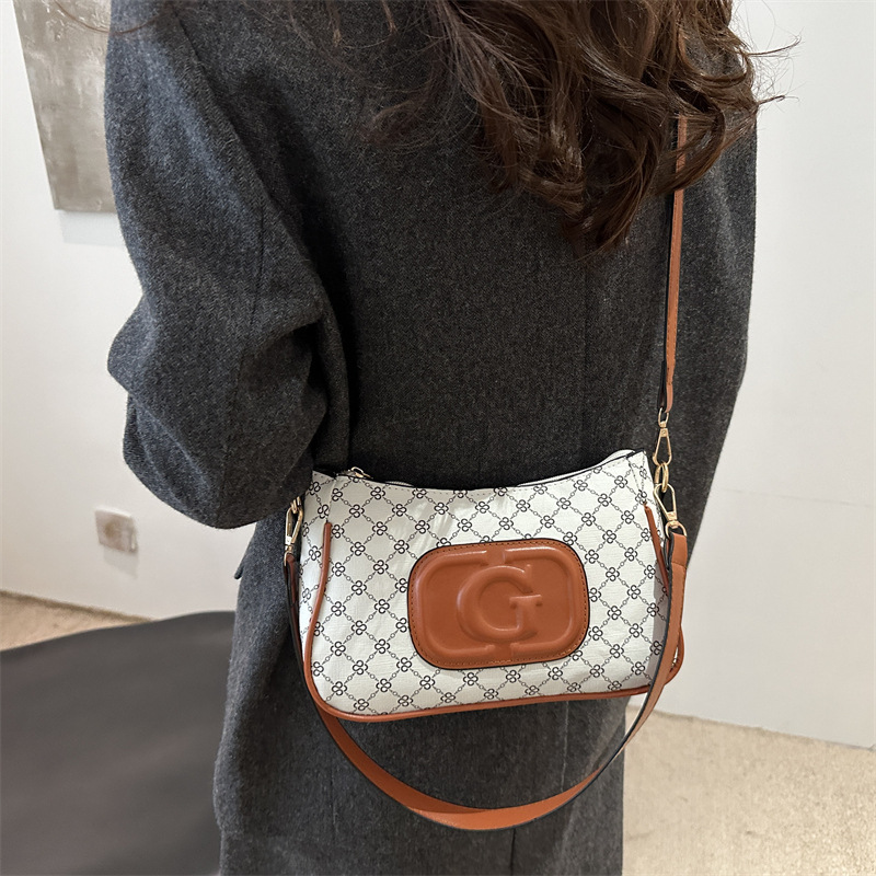 Cross-border retro trend small square bag for women, new fashionable printed French small square bag, niche and stylish single-shoulder crossbody bag Specification drawing