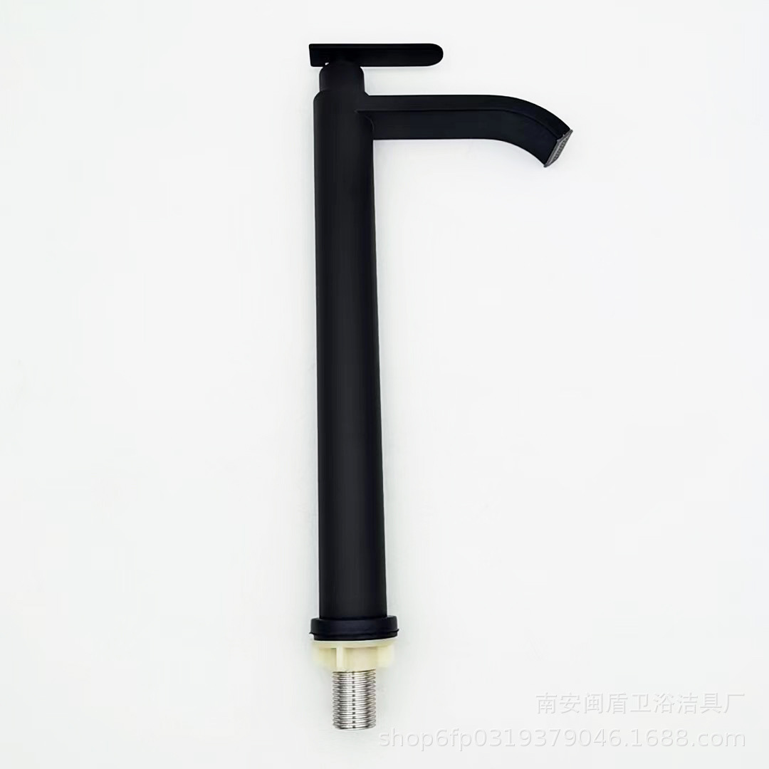Electroplated stainless steel countertop basin single cooling faucet, black baked paint, high basin single cooling 30cm faucet Specification drawing