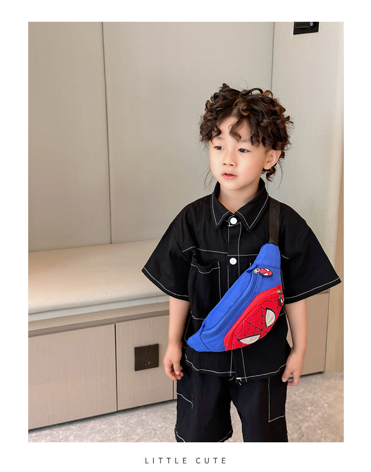Children's Spider-Man canvas chest bag and waist bag 2023 New trendy boys' travel small backpack, personalized and fashionable children's bag details Picture
