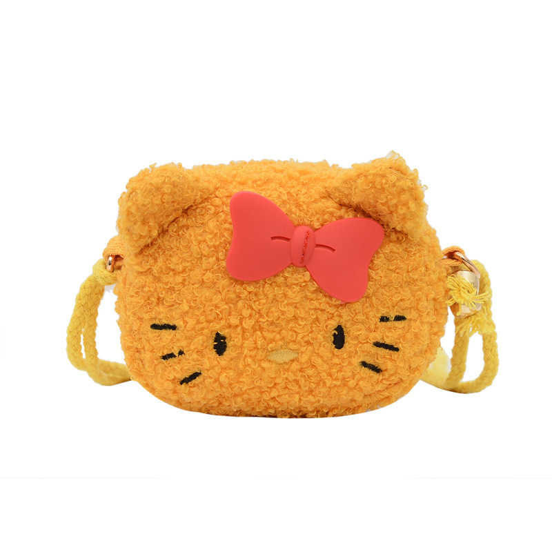 New fashionable and trendy cartoon cat plush small bag, children's crossbody bag, girls' coin purse, cute single-shoulder bag Item Picture