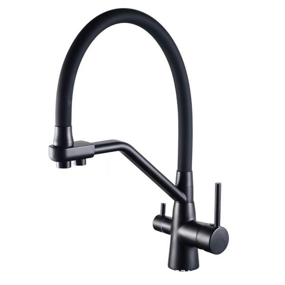 Three-in-one kitchen faucet, copper body, rotatable and pull-out sink, dual-purpose for cold, hot and pure water direct drinking, single-hole export details Picture