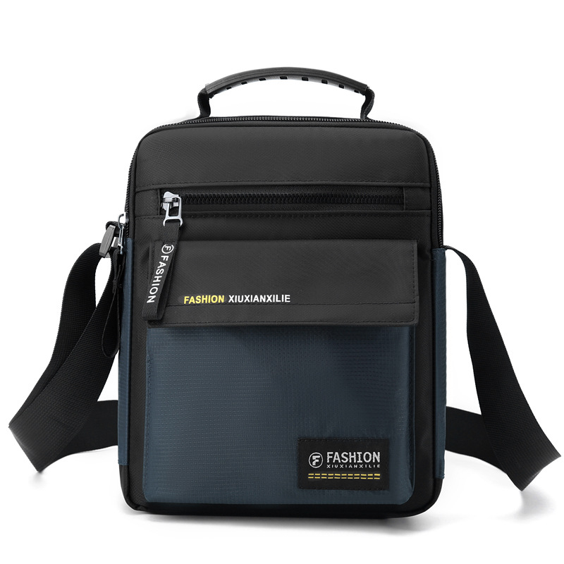Men's large-capacity bag, nylon fabric single-shoulder bag, new business commuting crossbody bag, vertical small bag, hand-held men's bag Item Picture