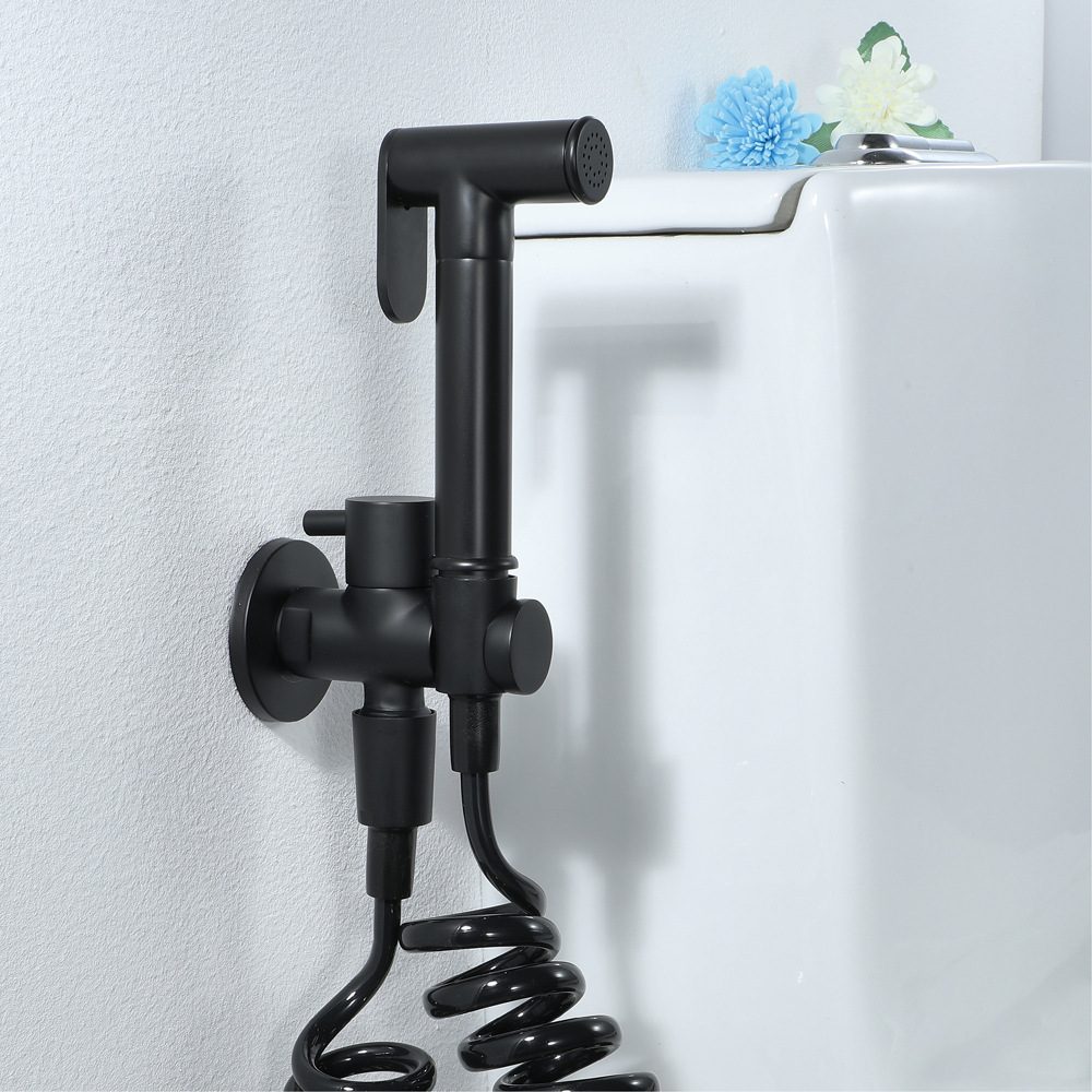 Black bathroom sink, toilet spray gun set, kitchen high-pressure flush, shower head, single Angle valve, hose details Picture