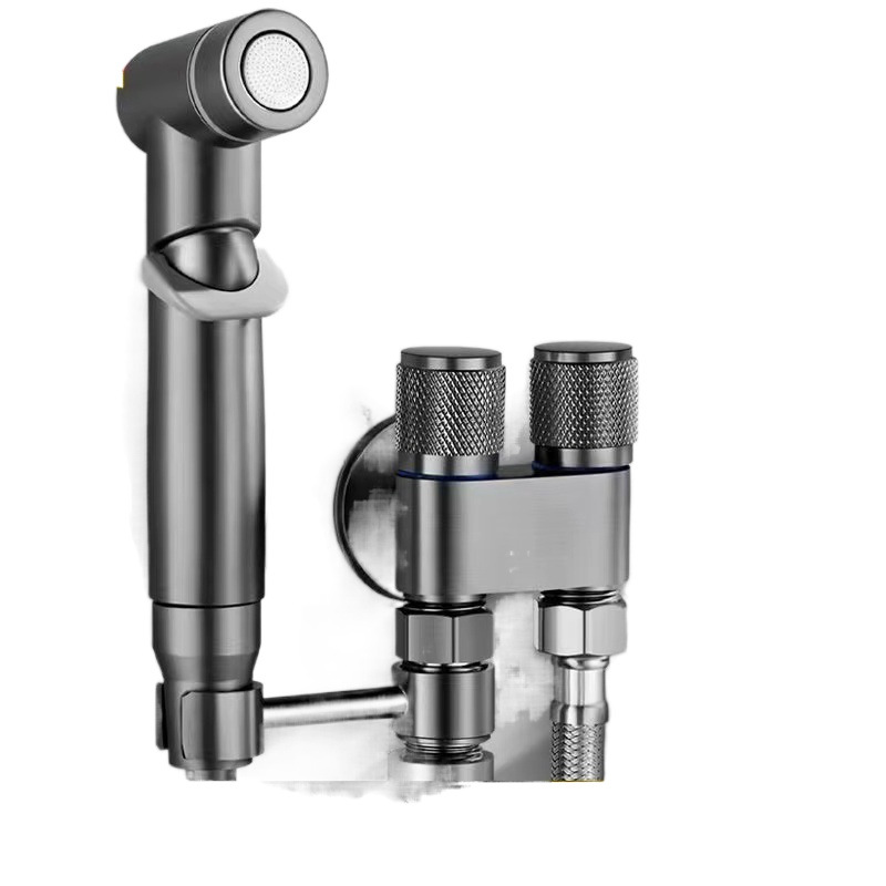New gun ash toilet companion, one in and two out, dual control, dual water outlet, spray gun for bathroom, dual control Angle valve, cross-border e-commerce Item Picture