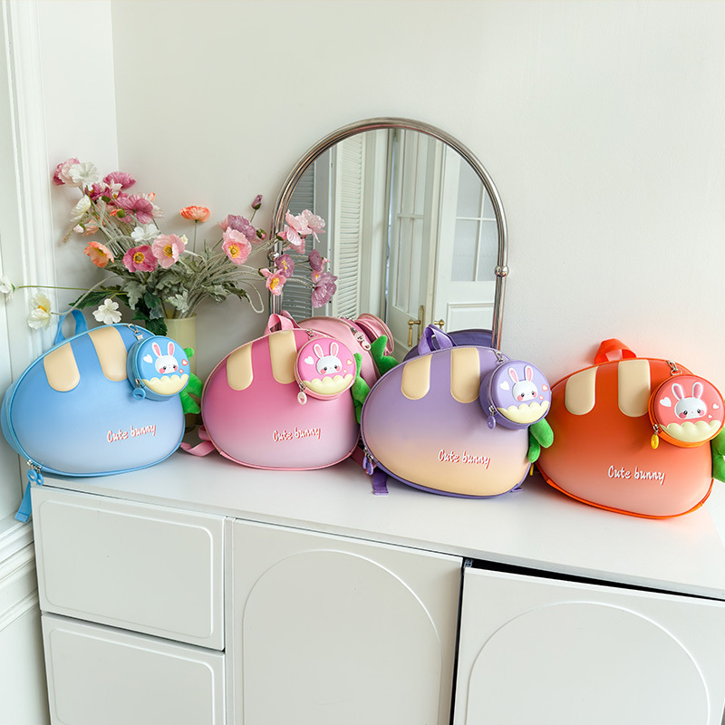 New cute cartoon carrot-shaped backpacks for kindergartens, boys' and girls' backpacks to reduce the burden on babies full figure