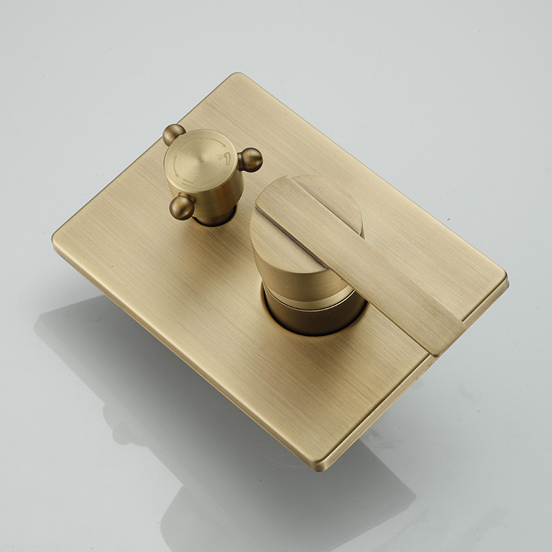 Brass retro concealed shower head, built-in wall-mounted pre-embedded shower set, household mixing valve, antique style Application Scenario