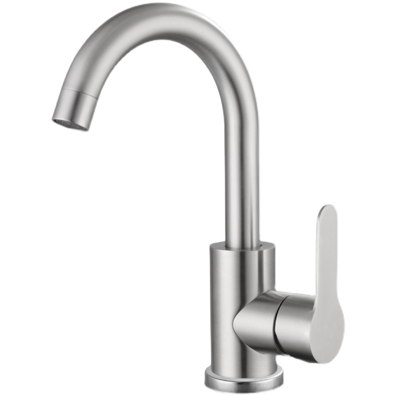 304 stainless steel hot and cold washbasin faucet, washbasin faucet, countertop, bathroom cabinet, single-hole rotatable faucet full figure