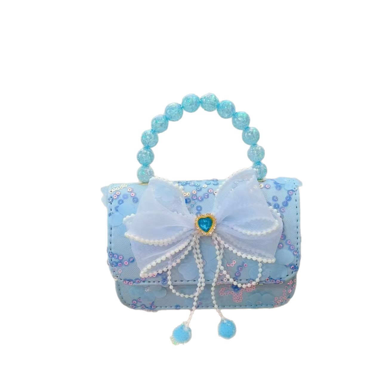 Bow princess bag, pearl handbag, chain crossbody bag, Chanel-style girls' accessory bag, children's bag for export Item Picture